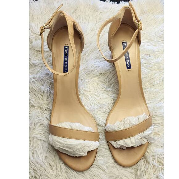 Stuart Weitzman Nearlynude Strap Leather Sandals 12 - Picture 4 of 13